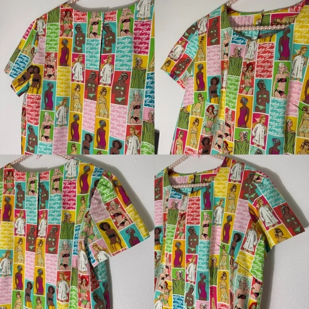 Home sewn Simplicity Vintage summer ladies print scrub top
